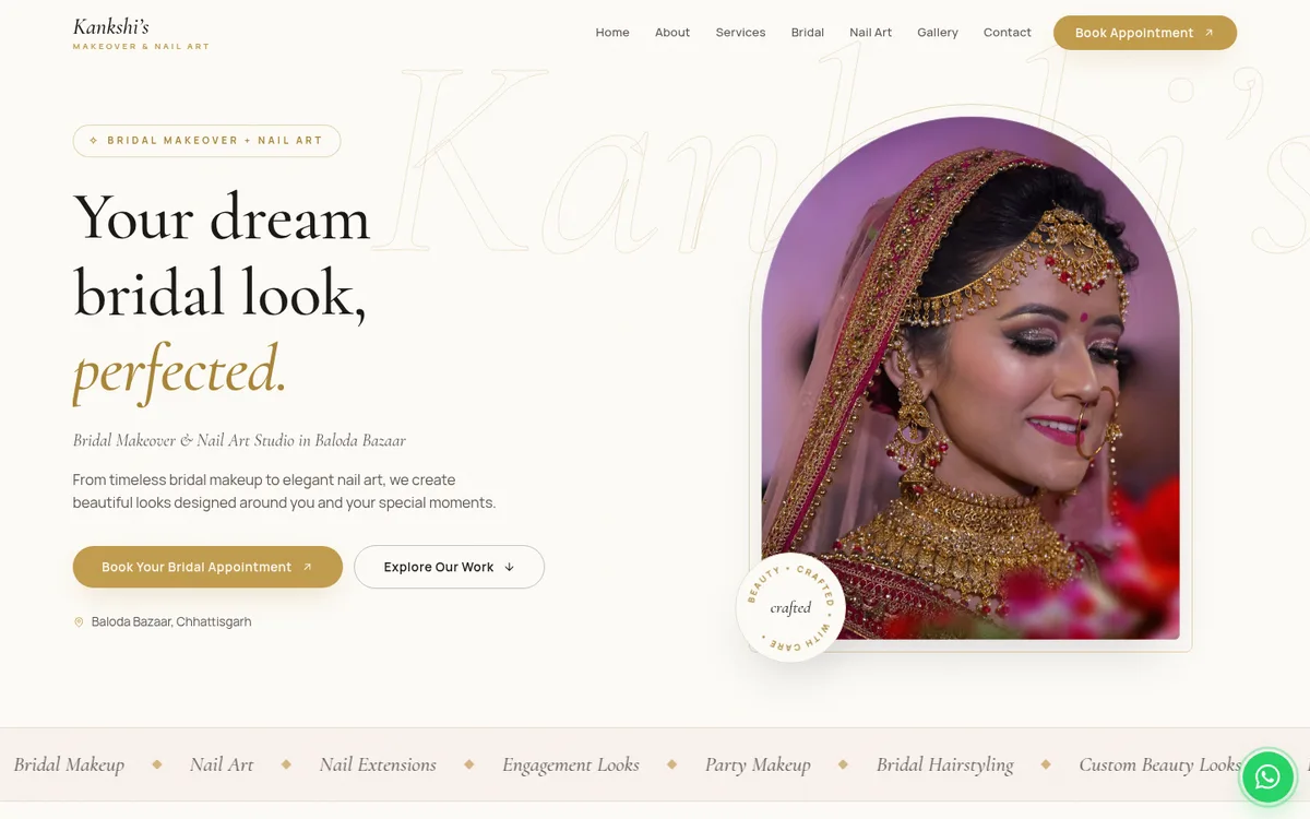 Kankshi's Makeover and Nail Art website homepage screenshot
